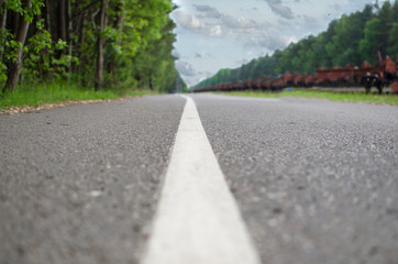 Rural asphalt road with markings