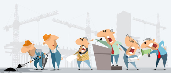 Construction workers and superiors