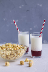 healthy beautiful drink cocktail with berries for Breakfast healthy healthy and popcorn tasty weekend leisure