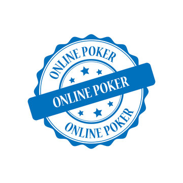 Online poker blue stamp illustration