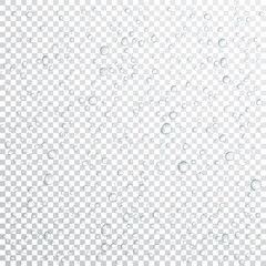 Vector Water drops on glass. Rain drops on transparent background