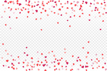 Vector realistic isolated heart confetti on the transparent background for decoration and covering. Concept of Happy Valentine's Day, wedding and anniversary