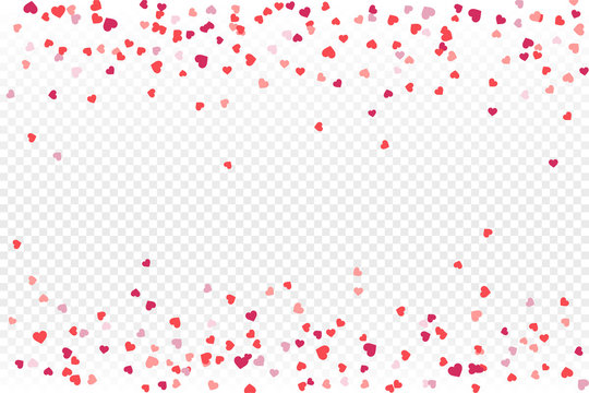 Vector realistic isolated heart confetti on the transparent background for decoration and covering. Concept of Happy Valentine's Day, wedding and anniversary