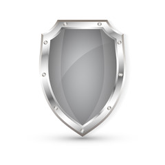 Empty metal shield, protection shield, vector illustration