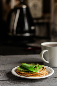 Green pancakes - hot, fresh and delicious