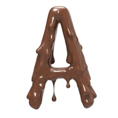 Letter A. Stylized chocolate alphabet. 3d rendering.