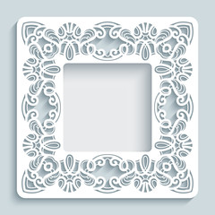 Square frame with cutout lace border pattern