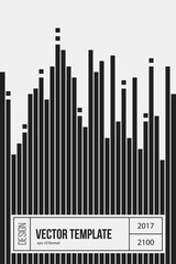 Poster design template with vertical stripes in black and white style. Abstract vector background