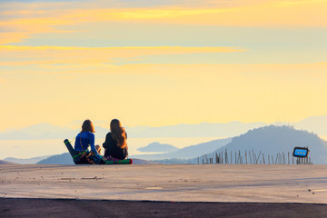 Sunrise over Phuket at the feet of the Big Buddha.