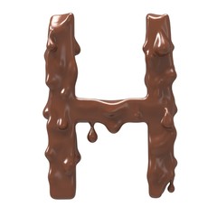 Letter  H. Stylized chocolate alphabet. 3d rendering.