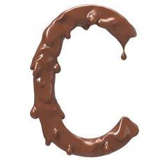 Letter C. Stylized chocolate alphabet. 3d rendering.