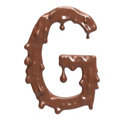 Letter  G. Stylized chocolate alphabet. 3d rendering.