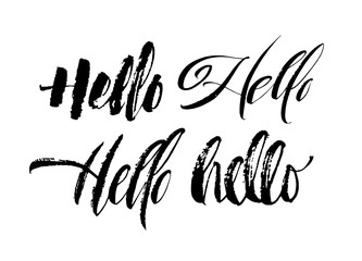 Set of hello lettering. Hand drawn calligraphy hello. Modern style collection. Brush pen unique inscriptions. Hello word