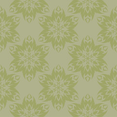 Olive green floral design. Seamless pattern