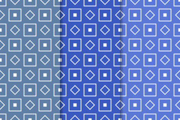 Fototapeta na wymiar Set of geometric ornaments. Blue seamless patterns