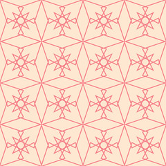 Red and beige geometric ornament. Seamless pattern