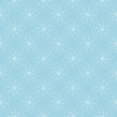 White floral seamless pattern on blue background