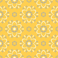 Yellow floral seamless pattern. Background with flower design