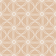 Beige and white geometric ornament. Seamless pattern