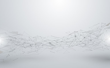 Abstract connections lines and polygons on white background