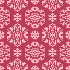 Naklejka na ściany i meble Floral seamless design on red background