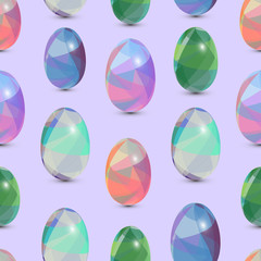 Happy Easter seamless background. 3d Eggs with the abstract, triangle pattern.