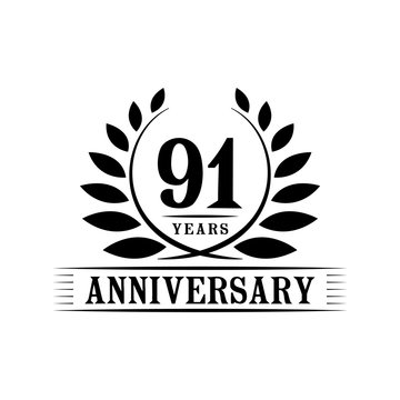 91 years anniversary logo template. 
