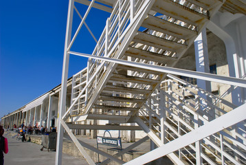 Steel stairs outside of a building 