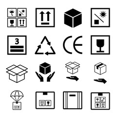 Box line simple icon set