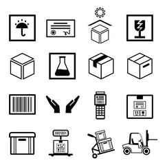 Box line simple icon set