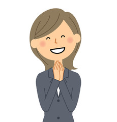 スーツの女性　喜ぶ