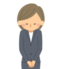 スーツの女性　おじぎ