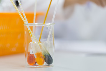 Backgrounds of Science research with 96 wells microplate for laboratory testing.