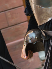 Knight with Helmet in City Streets Parade