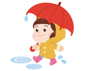 傘をさして歩く女の子