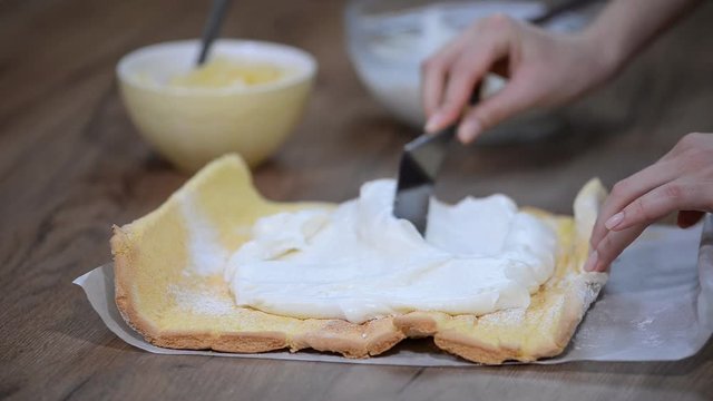 Cooking a sweet cake roll with pineapple