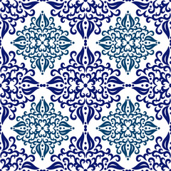 Lace, curls of lines. Seamless pattern for fabrics and wallpaper. Colorful on a white background. Vector illustration.