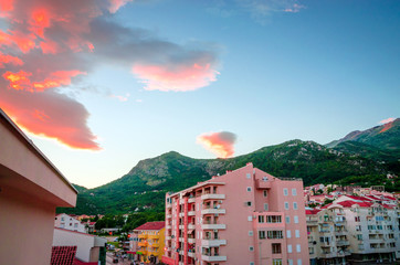 Street in new district of Budva, Montenegro