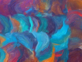 Papier Peint photo Mélange de couleurs Abstrait Sur Toile. Bleu, rouge et autres couleurs pastel se mélangent. Fond de texture géométrique. Conception graphique beauté