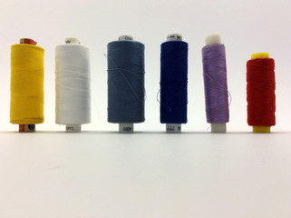 Thread collection on white backgound