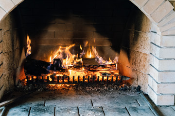 Fire in the fireplace