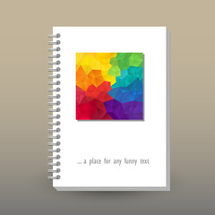vector cover of diary or notebook with ring spiral binder - format A5 - layout brochure concept - full color rainbow spectrum -  polygonal triangle pattern