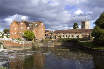 Restored Abbey Mill and sluices, Tewkesbury, Gloucestershire, Severn Vale, UK