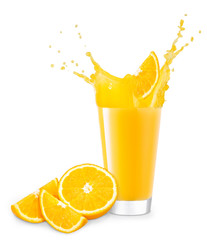 glass of splashing orange juice