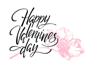 Happy Valentines Day Vintage Card With Vector Lettering