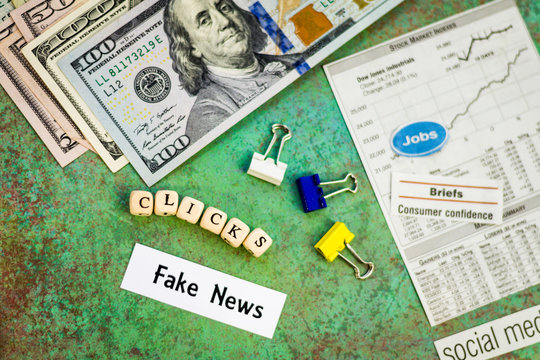 Fake News concept suggesting more clicks make more money