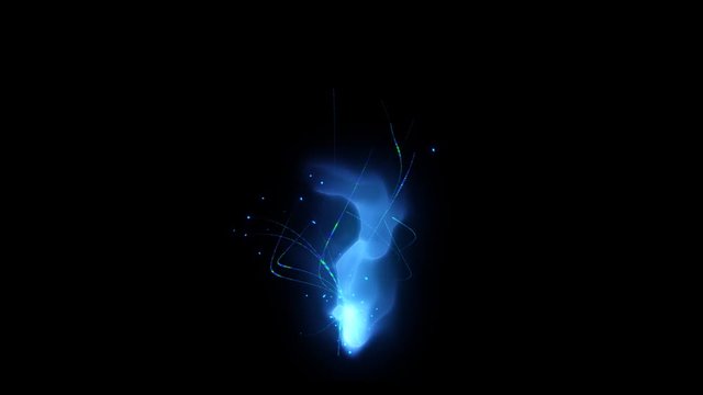 Fantasy blue magic smoke fire effects in the dark with sparkling shinning particle and spiral curve line