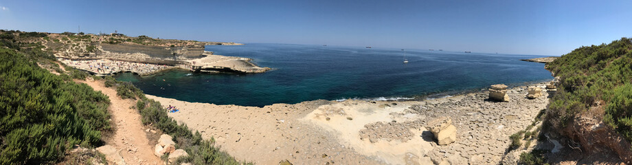 Natural water pool, exotic landmark in Malta, St. Peter's pool