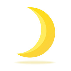 Cute crescent isolated on white background. Half moon. Vector illustration in flat style. Weather symbol