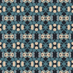 Ancient Geometric pattern in repeat. Fabric print. Seamless background, mosaic ornament, ethnic style. 